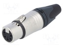 Plug; XLR; female; PIN: 5; straight; for cable; soldering; 7.5A; 1mm2