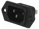 Connector: AC supply; socket; male; 10A; 250VAC; IEC 60320; C14 (E)