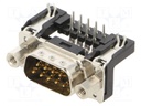 D-Sub; PIN: 9; socket; male; with threaded screw,PCB snap-in; THT