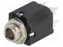Socket; Jack 6,35mm; female; stereo; with double switch; straight