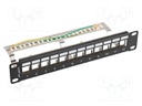 Patch panel; black; Number of ports: 12; rack 10"; RACK; Height: 1U