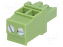 Pluggable terminal block; 5mm; ways: 2; angled 90°; plug; female