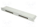 Patch panel; RJ45; Cat: 6; RACK; Colour: grey; Number of ports: 16
