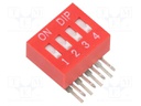 Switch: DIP-SWITCH; Poles number: 4; OFF-ON; 0.025A/24VDC; Pos: 2/4