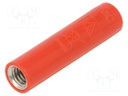 Socket; 4mm banana; 32A; red; nickel plated; screw; insulated; 25mm