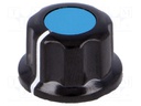 Knob; with flange; bakelite; Shaft d: 6.35mm; Ø16.5x11mm; blue