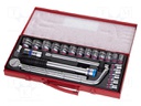"INCH SOCKET SET 1/2"" 24pcs SHORT 3/8"" - 1.1/4"" RATCHET A