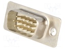 D-Sub HD; PIN: 15; socket; male; straight; THT; gold-plated