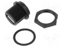 Socket; USB A; for panel mounting,screw; THT; straight; USB 2.0