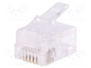 Plug; RJ12; PIN: 6; unshielded; gold-plated; Layout: 6p6c; crimped
