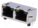 Socket; RJ45; Cat: 5; shielded,double,with LED; Layout: 8p8c; THT