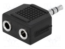 Splitter; Jack 3.5mm socket x2,Jack 3.5mm plug; stereo