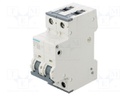 Circuit breaker; 230/400VAC; Inom: 6A; Poles: 2; Charact: C; 10kA
