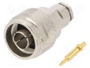 Plug; N; male; straight; 50Ω; H155; clamp; for cable; teflon