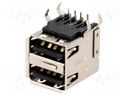 Socket; USB A; THT; angled 90°; double