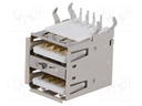 Socket; USB A; THT; angled 90°; without rear cover,double