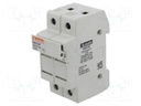 Fuse base; 10x38mm; for DIN rail mounting; 32A; Poles: 2; 1kVDC