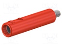 Socket; 4mm banana; 32A; red; nickel plated; screw; insulated