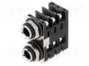 Socket; Jack 6,35mm; female; stereo; double,with triple switch
