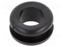 Grommet; Ømount.hole: 13.5mm; Øhole: 10mm; PVC; black; -30÷60°C