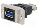 Coupler; USB A socket,both sides; DUALSLIM; USB 3.0; gold-plated