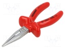 Pliers; insulated,half-rounded nose; 160mm; steel