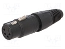 Plug; XLR; female; PIN: 4; straight; for cable; soldering; 10A
