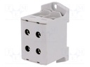 Splice terminal: rail; 6÷95mm2; ways: 1; terminals: 4; grey; TS35