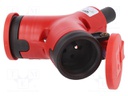 Connector: AC supply; splitter; Layout: 2P+PE; red; 250VAC; 16A