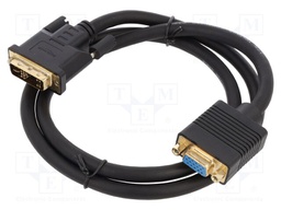 Cable; DVI-A (12+5) plug,VGA female; single link; Len: 1m; black