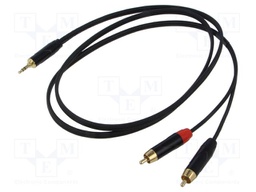 Cable; Jack 3.5mm plug,RCA plug x2; 1.5m; black; PVC