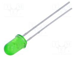 LED; 5mm; yellow green; 100mcd; 25°; 20mA; 2.4V; Front: convex