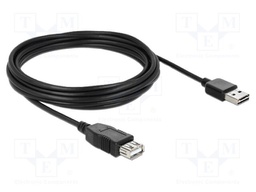 Cable; USB 2.0; USB A socket,USB A plug double sided; 5m; black