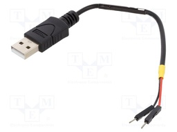 Cable; USB A plug,1pin pin header x2; 0.1m; black; 22AWG