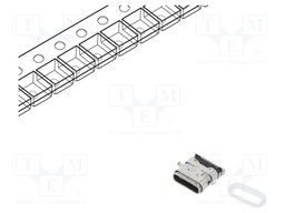 Socket; USB C; SMT,THT; angled 90°,horizontal; USB 3.1; IP67; 5A