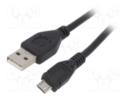 Cable; USB 2.0; USB A plug,USB B micro plug; gold-plated; 1.8m