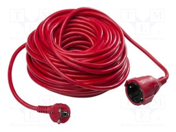 Extension lead; 3G1.5mm2; Sockets: 1; PVC; red; 15m; 16A