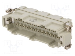 Connector: HDC; male; HE; PIN: 24; 24+PE; size 8; w/o contacts; 16A