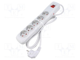 Plug socket strip: protective; Sockets: 5; 250VAC; 10A; grey