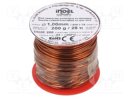 Coil wire; double coated enamelled; 1mm; 200g; -65÷200°C; Core: Cu