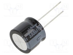 Capacitor: electrolytic; THT; 3300uF; 16VDC; Ø18x15mm; Pitch: 7.5mm