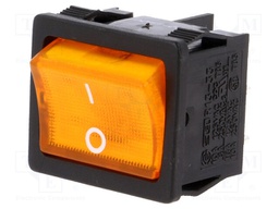ROCKER; DPST; Pos: 2; OFF-ON; 6A/250VAC; orange; neon lamp 250V
