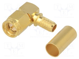Plug; SMA; male; angled 90°; 50Ω; RG142,RG223,RG400; for cable