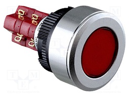 Switch: push-button; Pos: 2; DPDT; 5A/250VAC; 6A/24VDC; ON-ON; red