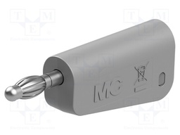 Plug; 4mm banana; 19A; 30VAC; 60VDC; grey; nickel plated; 2.5mm2