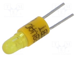 Indicator: LED; BI-PIN; yellow; plastic; 28VAC; 28VDC; Leads: 2pin