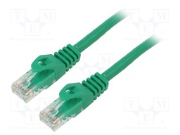 Patch cord; U/UTP; 5e; stranded; CCA; PVC; green; 5m; 26AWG; Cores: 8