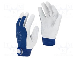 Protective gloves; Size: 9; blue; natural leather; 12pcs.