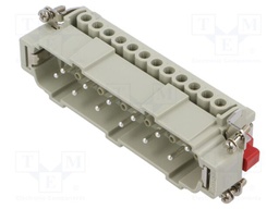 Connector: HDC; contact insert; male; CME; PIN: 10; 10+PE; 16A; 600V