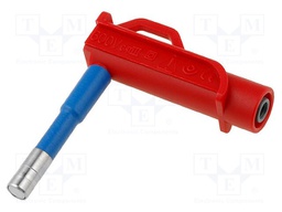 Magnetic cap; 4A; 1000V; red; Socket size: 4mm; angled 90°